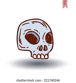 skull cartoon icon. vector illustration.