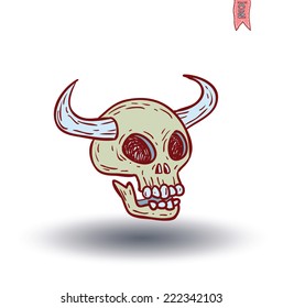  skull cartoon icon. vector illustration.