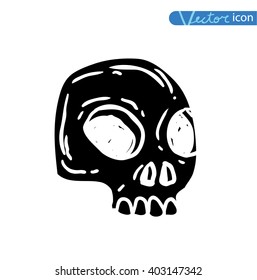 skull cartoon icon. vector illustration. silhouette black