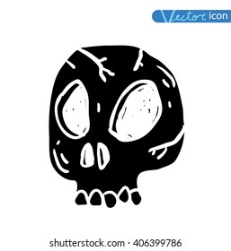 skull cartoon icon. vector illustration. silhouette black