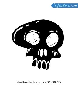 skull cartoon icon. vector illustration. silhouette black