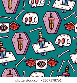 Skull cartoon illustration pattern design