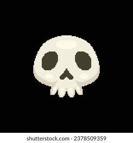 Skull Cartoon Logo Icon in Pixel Art