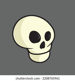 Skull Cartoon Mascot Vector Design Flat