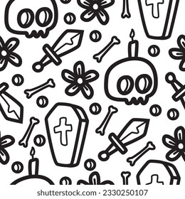 Skull cartoon pattern design illustration