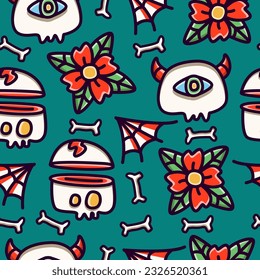 Skull cartoon pattern illustration design