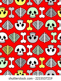 Skull cartoon Pattern seamless. funny skeleton Background. bone texture