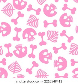 Skull cartoon Pattern seamless. funny skeleton Background. bone texture