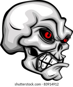 Skull Cartoon with Red Eyes Vector Image