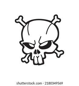 Skull cartoon tattoo stamp shirt print black vector traditional apparel biker illustration lights happy tee