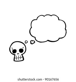 caricatura de cráneo con burbuja de pensamiento