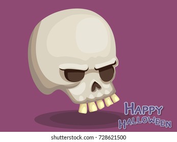 Skull cartoon vector Halloween on Background.Vector illustration.