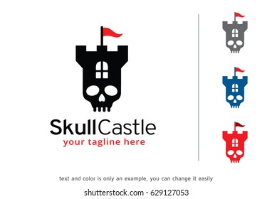 Skull Castle Logo Template Design Vector, Emblem, Design Concept, Creative Symbol, Icon