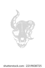 Skull Cat with horns vector
