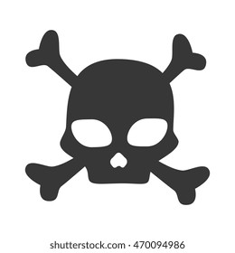 skull caution danger bones symbol warning toxic vector illustration isolated