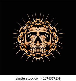 skull and chains tattoo vector design