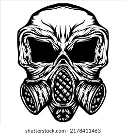 skull character in black and white tribal illustration