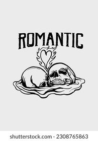 skull character with different attributes. Line art style. Isolated on a white background