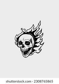 skull character with different attributes. Line art style. Isolated on a white background