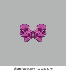 skull character illustration on grey background