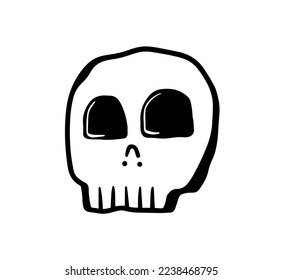 Skull character line art design vector. Hand drawn character symbol. 