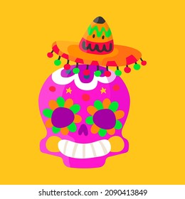  skull character vector with big hat