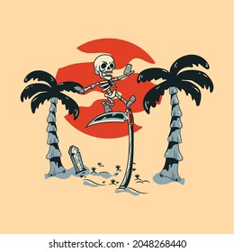 skull character vector on the beach