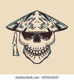 Skull character vintage design. Perfect for tshirt design, print design, sticker, etc