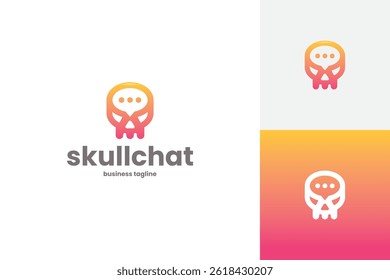 skull chat vector logo design