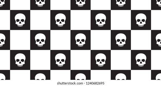 skull checked seamless pattern vector Halloween pirate bone tile background scarf isolated repeat wallpaper