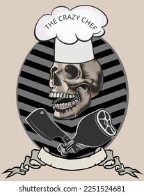 skull chef and crossed cleavers and leg of sheep