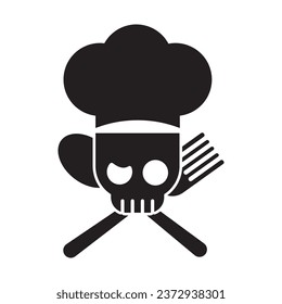 Skull chef food flat logo