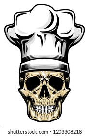 Skull with Chef Hats Object Stock Vector Illustration