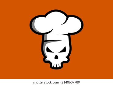 skull chef logo, suitable for restaurants, cafes, food brands, and others.