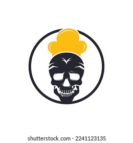 Skull chef vector logo design template. Vector graphics of skull head chef hat combination.