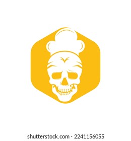 Skull chef vector logo design template. Vector graphics of skull head chef hat combination.
