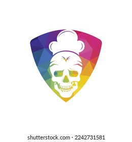 Skull chef vector logo design template. Vector graphics of skull head chef hat combination.