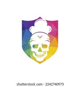Skull chef vector logo design template. Vector graphics of skull head chef hat combination.