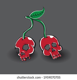 Skull Cherry Hand cartoon vector