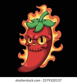 Skull Chili cartoon illustration style