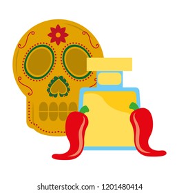 skull chili pepper tequila drink mexican