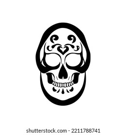 Skull Chinese Tribal Tattoo Design Vector