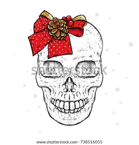 Skull Christmas Decorations New Years Christmas Stock Vector