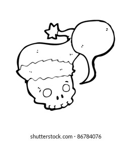 skull in christmas hat cartoon