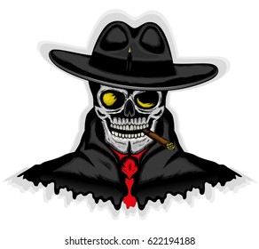 Skull with a cigar.