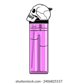 SKULL CIGARETTE LIGHTER COLOR WHITE BACKGROUND