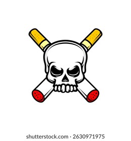 Skull and cigarette, no smoking sign