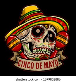 ilustración vectorial de skull cinco de mayo