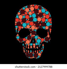 skull circle color point art