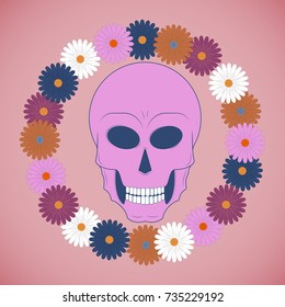 The skull in the circle of flowers